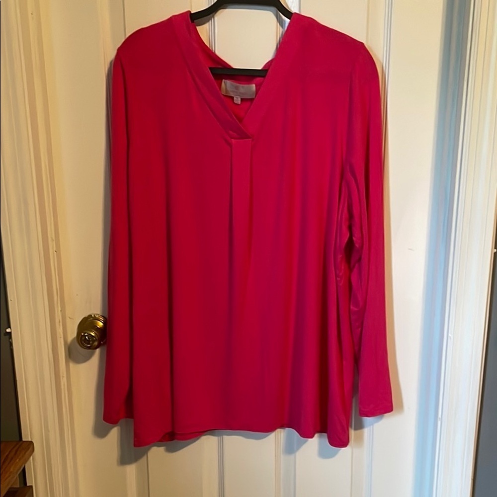 ❤️Laurie Felt Pink Relaxed Tunic with Mandarin Collar